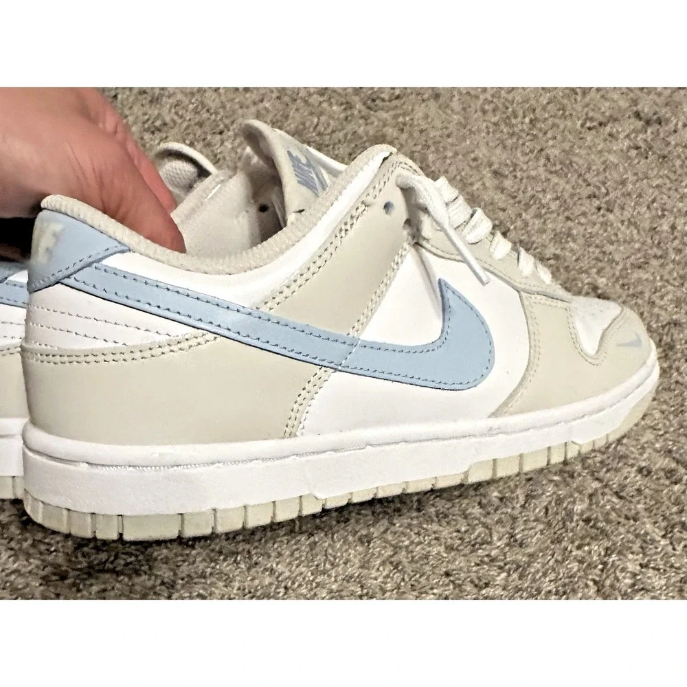 Nike womens dunk low light bone armory blue